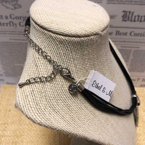 Statement Silver Necklace with Rubber Cord - Picture 3 of 4